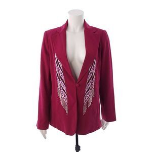 NEW Bob Mackie Blazer Jacket Size S Fuchsia Embroidered Beaded